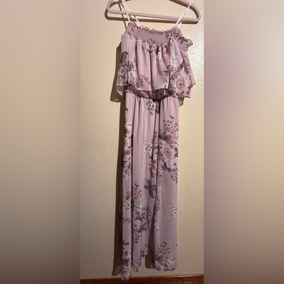 Purple flower off shoulder Dress - Picture 4 of 5